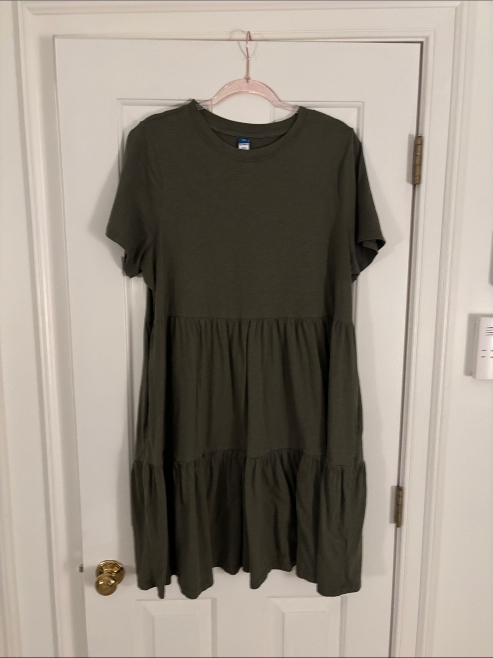 Old Navy Olive Tiered Short-Sleeve Mini Dress